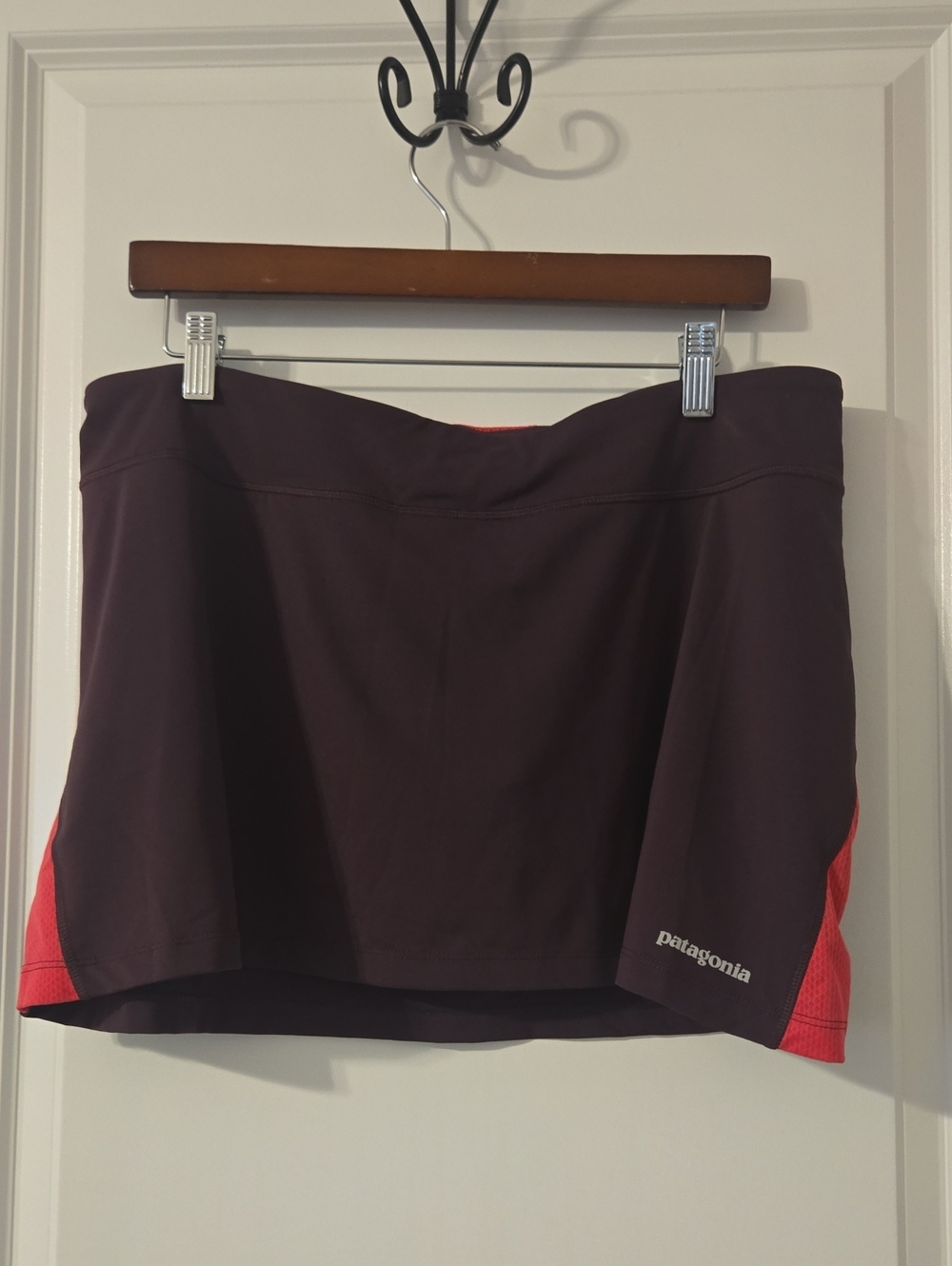 Patagonia Athletic Skort in Plum with Coral Panels